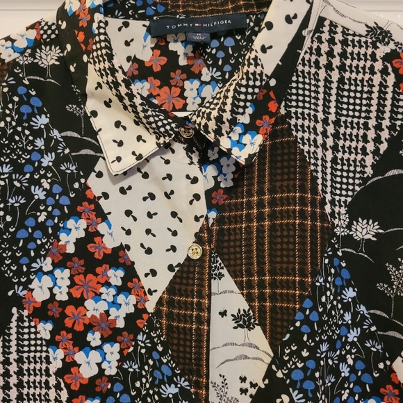 Tommy Hilfiger button up patchwork shirt size M - Picture 4 of 14